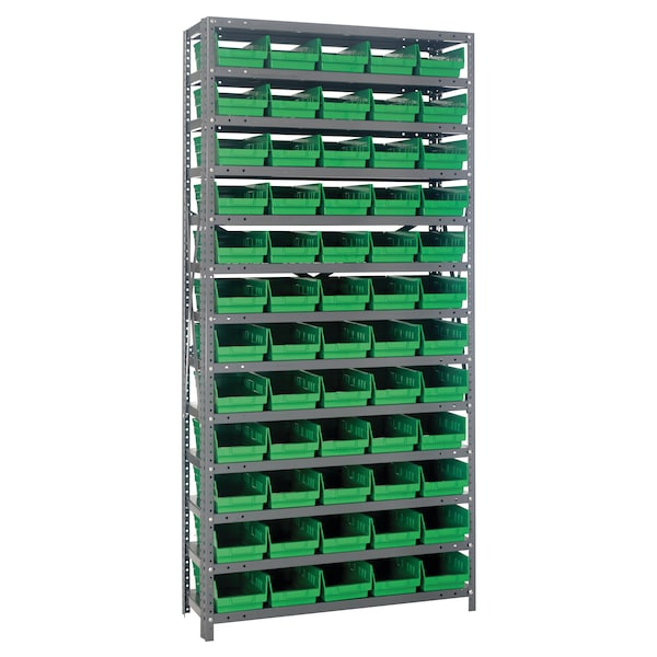 Steel Shelving with plastic bins